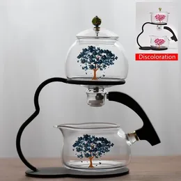 Teaware Sets Creative Discoloration Teapot Glass Lazy Automatic Tea Making Household Scented Set Infuser Drinking