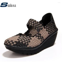 Walking Shoes Women Breathable Damping Outdoor Female Handmade Knit Spring Summer Sneakers #B2585