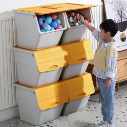 Kitchen Storage Toy Box Clamshell Household Organizer Plastic Children's Snacks Diagonal Open