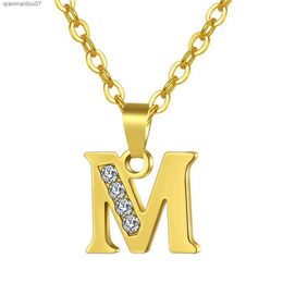 Pendant Necklaces Homepage A-Z Letter Name Pendant Necklace Gold Stainless Steel Small Letter Necklace Womens Jewelry Birthday GiftL2404
