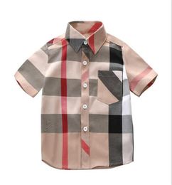 Baby Boys Plaid Shirt Summer Cotton Kids Short Sleeve Shirts Fashion Boy Clothes Children Clothing279I6249149