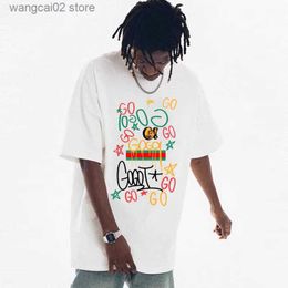 Men's T-Shirts Unisex Random Letter Printing Designer Mens Cotton T-shirt Personalised Casual Top Full Letter Extra Large T-shirt Clothing T240401
