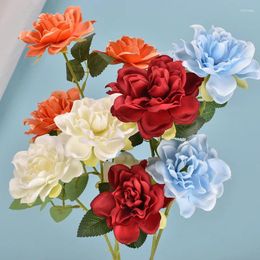 Decorative Flowers 3 Heads Fake Flower Artificial Silk Gardenia Wedding Home Decoration Pography Props Simulate Plants