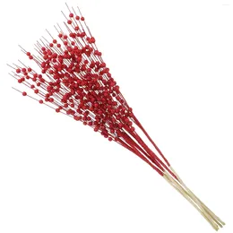 Decorative Flowers 6pcs Artificial Red Berry Stems Christmas Berries Branches DIY Picks