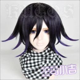 Wigs 488 New DanganRonpa V3 Kokichi Oma Short Purple mix Cosplay Wig