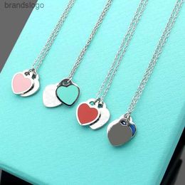 Necklace Designer For Women Blue box love Heart for Woman couple high quality ceramics 45cm red pink collarbone chain fashion Girls Jewelry Womens Luxury pendant nec