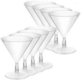 Disposable Cups Straws 8 Pcs Wineglass Drinking Plastic Cocktail Clear Glasses Mini Goblets For Party Martini Reusable