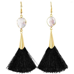 Dangle Earrings Black Tassel Long Chain Earring Healing Reiki Shell Drop Women Jewelry Sweet Girls Gift