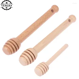 Spoons 1PC Mini Wooden Honey Stir Bar Mixing Handle Jar Spoon Practical 100Pc Wood Dipper Long Stick Supplies Kitchen Tools