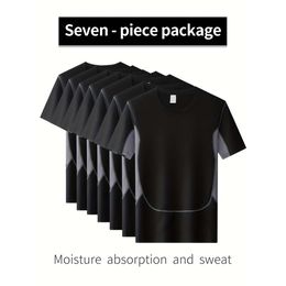 7pcs Compression T-shirt, Quick Dry Moisture Wicking High Stretch Base Layer Short Sleeves Tee Top, Men's Clothing for Fiess Workout, Fathers Day Gifts 2023