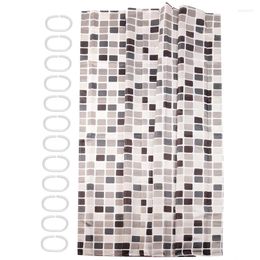 Shower Curtains Black White Gray Plaid Bathtub Bathroom Fabric Curtain Waterproof Mildewproof Bath