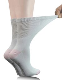 Womens 5 Pairs Non-Binding Cotton Crew Diabetic/Dress Socks with Seamless Toe and Cushion Sole240401