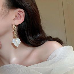 Dangle Earrings U-Magical Creative CZ Zirconia White Shell Leaves Earings For Women Trendy Long Chain Tassel Faux Pearl Jewellery
