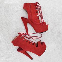 Dance Shoes Women 15CM/6inches PU Upper Plating Platform Sexy High Heels Ankle Boots Pole 15-017