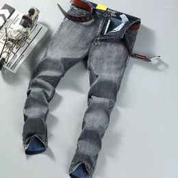 Men's Jeans Male Arrivals Denim Brand Men Fashion Business Grey Elastic Straight Classic Trousers Plus Size