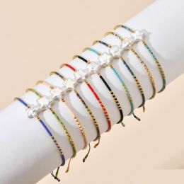 Bangle Bracelets Zmzy 10Pcs/Lots Set Wholesale Summer Miyuki For Women Pseras Mujer Moda Delica Star Pearl Bracelet Hand Jewellery Drop Dhude