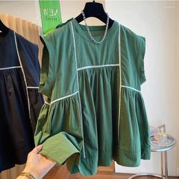 Women's Blouses Elegant Luxury Designer Korean Fashion Social Shirt Loose Ethnic Green Patchwork Shirts And