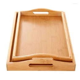 Tea Trays Bamboo Wooden Rectangular Tray Solid Wood Serving Cup El Dinner Plate