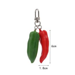 Keychains Lanyards 24Pcs/Lot Red And Green Chili Keychain Creative Food Vegetable Bell Peper Pvc Bag Keychains Pendant Jewelry Acces Dhlem