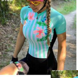 Racing Sets Aofly Womens Triathlon Short Sleeve Cycling Jersey Skinsuit Maillot Ropa Ciclismo Rose Flower Go Jumpsuit 10 Colours Drop D Dhg5Z
