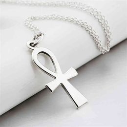 Argento sterling 925 placcato egiziano Ankh Croce collane con ciondolo Gioielli di moda Collana con colletto Regali di Natale per le donne Gnx8769274v