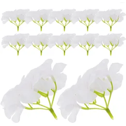 Decorative Flowers 12pcs Silk Hydrangea Heads Artificial Home Wedding Decor DIY