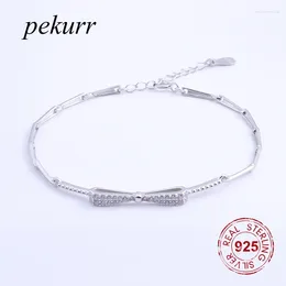 Charm Bracelets Pekurr Cubic Zirconia 925 Sterling Silver Butterfly Bowknot Female Women's Jewellery Bangles High Quality