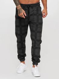 Jogger Mens Casual Pants Plaid Trousers Fashion Streetwear Mens Cargo Pants Fitness Gyms Sweatpants Mens Clothes 240323