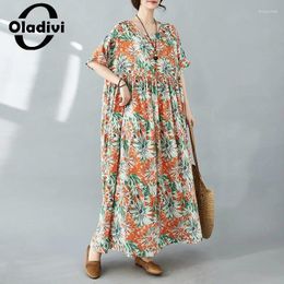 Party Dresses L-8XL Large Size Fashion Print Women Bohemian Beach Dress 2024 Summer Casaual Loose Oversized Long Boho 1030