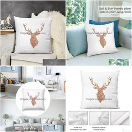 Cushion/Decorative Pillow Sparkling Reindeer B Gold Throw Cusions Er Pillowcases For Pillows Drop Delivery Home Garden Textiles Dhyap