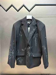 Designer B Family 23ss Graffiti Suit Coat Graffiti Pure Artificial Handdrawn Casual Set Suit TV8S