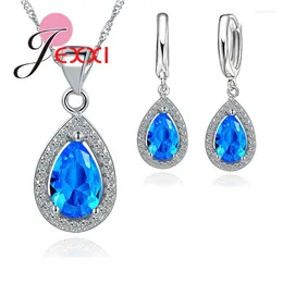 Necklace Earrings Set Cubic Zirconia Water Drop Pendants & Necklaces Earring 925 Sterling Silver For Women