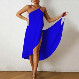 Casual Dresses Midi Dress Stylish Women's Beach Off Shoulder One Piece Bikini Cover-up With Cross Wrapped Design For Vacation