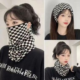 Scarves Thermal Hanging Ear Mask Simple Neck Cover Skullcap Winter Scarf Checker Protection Cycling Face Outdoor