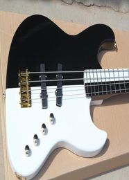 Factory Custom Black and White 4 Strings Electric Bass Guitar with Maple FingerboardGold HardwaresOffer Customized6874151