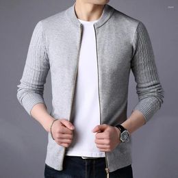 Men's Sweaters MRMT 2024 Brand Knitted Cardigan Fashion Slim Fit Korean Version Small Stand Collar Sweater Jackets For Male