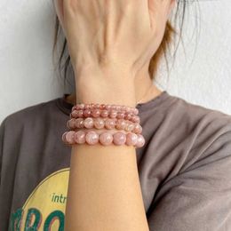 Chain Sun Stone Beaded Bracelet Natural Stone Bead Bracelet Elastic Rope Bracelet Friendship Lover Energy Charm Craft Bracelet Q240401