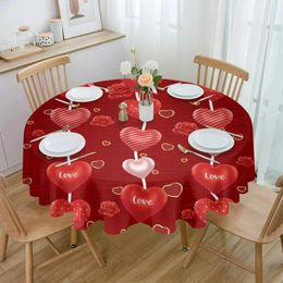 Table Cloth Valentine'S Day Love Pendant Red Waterproof Tablecloth Decoration Wedding Home Kitchen Dining Room Round