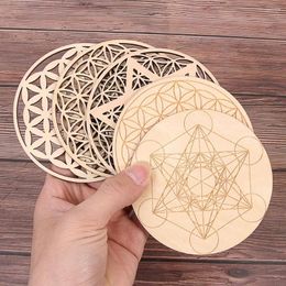 Table Mats 20cm Arts And Crafts Collectibles Decor Healing Round Edge Circles Carved Wood Chakra Pattern