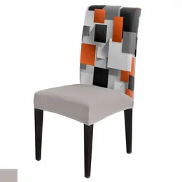 Chair Covers Geometric Figures Orange Abstract Cover Stretch Elastic Dining Room Slipcover Spandex Case For Office