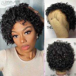 Synthetic Wigs Pixie Cut Wig Ginger Brown Lace Wig Spring curl Short Bob Human Hair Wig For Women Natural Black Color Blonde Hair Cheap Wig Y240401