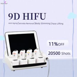 Wholesale SMAS Slimming 9D Hifu Device Skin Tightening Face Lifting Machine High Intensity Focused Ultrasound Remove Double Chins 8 Cartridges