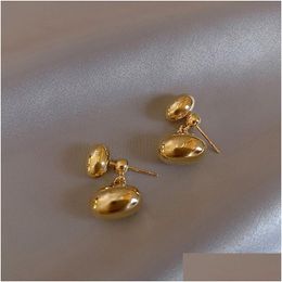 Stud S925 Sier Needle Oval Peas Stud Earrings Temperament Female Simple Design Gold Earring Jewellery Accessories Gift In Bk Drop Delive Dh4Jb