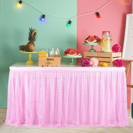 Table Skirt 6ft/9ft Fluffy Tulle For Birthday Bridal Tutu Cloth Baby Shower Banquet Christmas Party Wedding