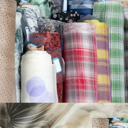 Arts And Crafts Fabric Many Types Printed Silk Organza Houndstooth Plaid Cheque Flroal Dots Leopard Pattern For Dress Wedding Craft B Dht4W