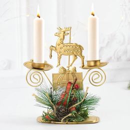 Candle Holders Christmas Wrought Iron Candlestick Tree Santa Claus Star Elk Holder For Home Xmas Table Ornaments Year Gift