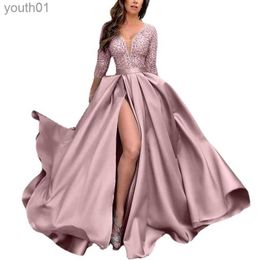 Basic Casual Dresses Womens dress women evening dresses lace sequined large swing sexy trailing banquet womens clothing yq240402