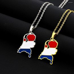 Pendant Necklaces Enamel Stainless Steel Netherlands Map And Flag Necklace Netherlander Ethnic Silver Color/Gold Color Party Birthday Jewe