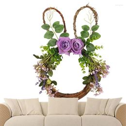 Decorative Flowers Artificial Wreaths For Front Door Easter Rattan Spring Wreath 30 X 40cm Colorful Home Decor Supplies