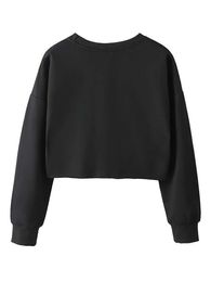 Women's Hoodies Sweatshirts Women s Long Sleeve Cropped Sweatshirts Letter Heart Print Crop Tops Casual Loose Crop Pullovers Fall Winter Tops 240401